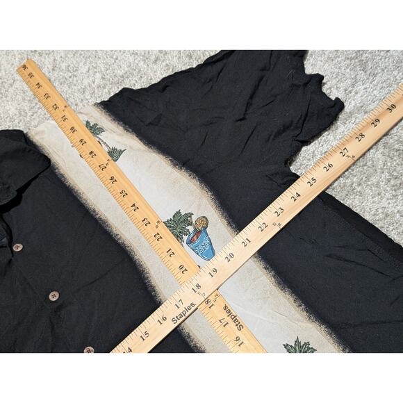 Batik Bay Shirt Mens XLT Tall Hawaiian Black Short Sleeve Collar Floral - Picture 5 of 5